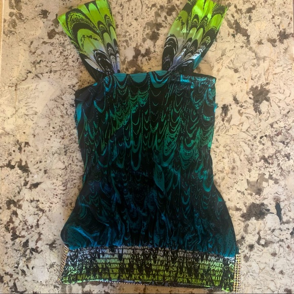 SKY top. Elastic band with Rhinestones at hips. Small - Picture 2 of 8